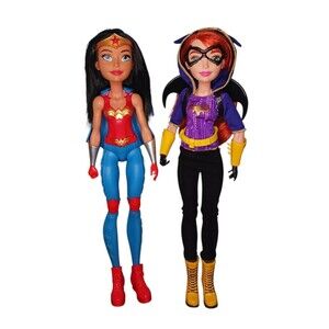 2015 Mattel DC Comics Super Hero Girls Wonder Woman & Bat Girl 12" Dolls Lot EUC